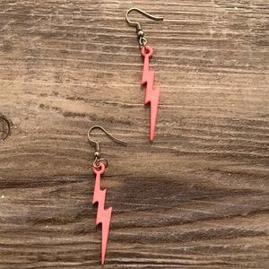 Pink Lighting Bolt Earrings